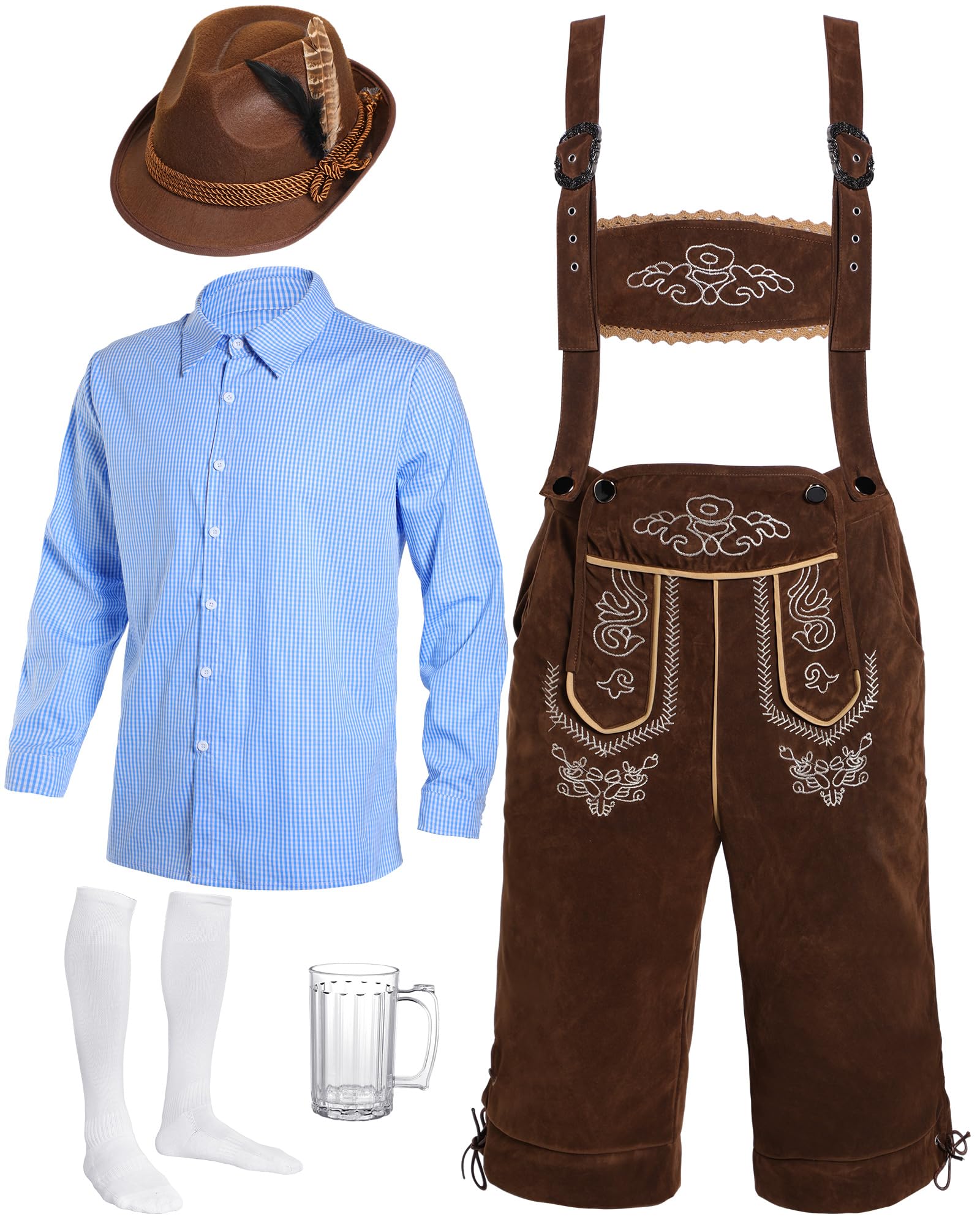 Toulite 6 Pcs Men German Oktoberfest Costume Set