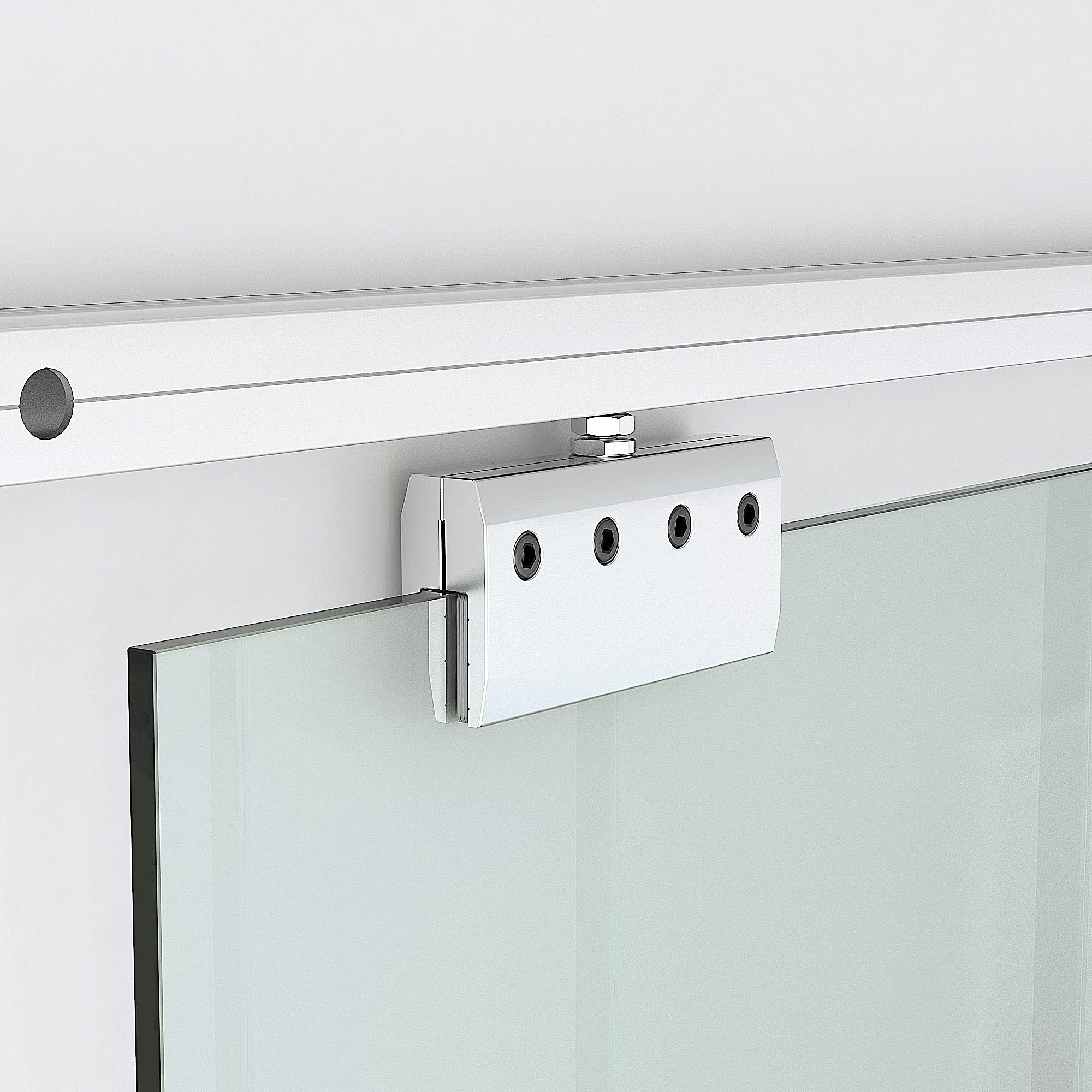 HOMCOM Porta Scorrevole in Vetro Trasparente con Binario e Maniglia in Alluminio per Bagno Cucina Studio 210x75x0.8cm
