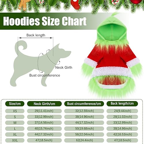 Miniatura 8 de Abbylike Traje de Navidad para perro, personaje de mascota, monstruo verde, sudadera con capucha con sombrero para perros y gatos, ropa de Navidad