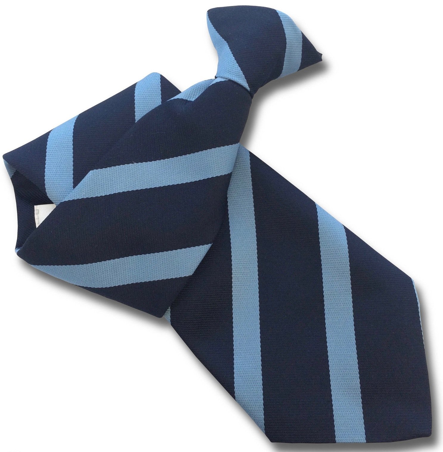 Men's Navy with Broad Sky Blue Stripe Striped Clip On Tie