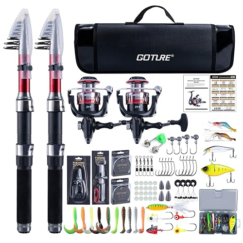 Goture 2-Pack Fishing Rod and Reel Combo with Carrier Bag,1.8M-2.7M