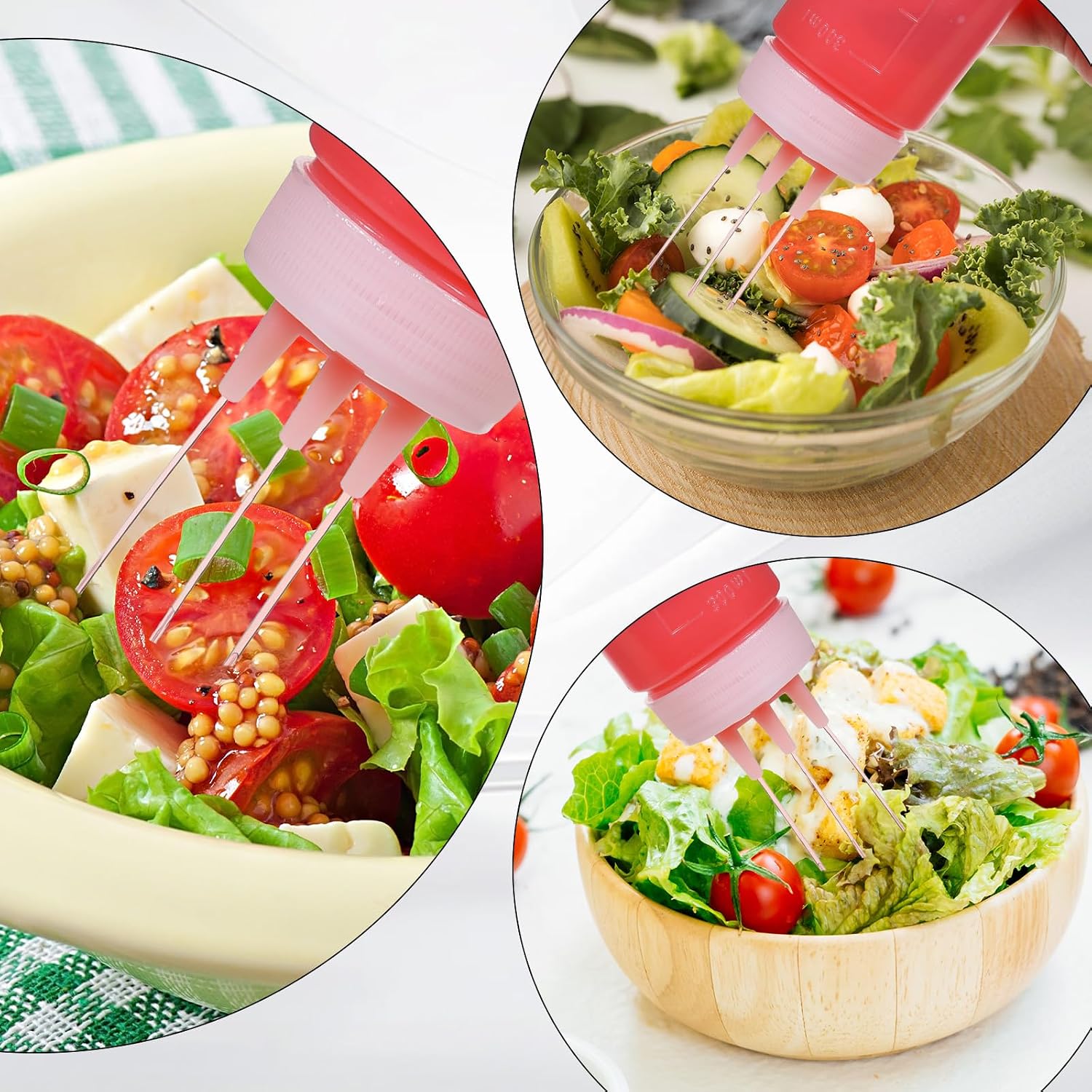 2Pcs 3 Hole Squeeze Bottle Plastic Squeeze Condiment Bottles