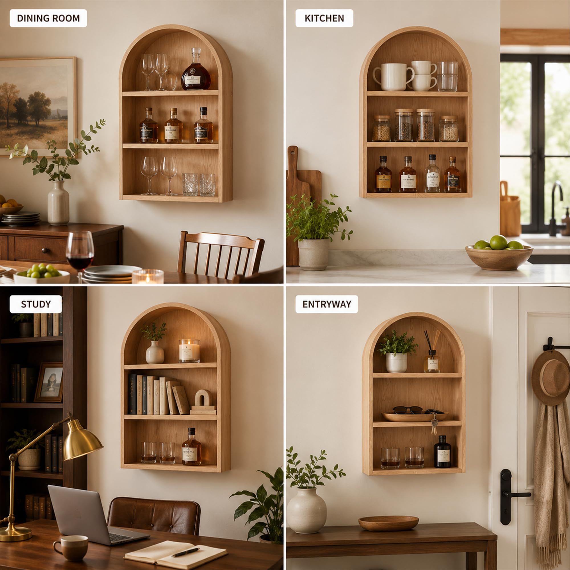 JSWHYBD Portabottiglie vino da parete, scaffale murale in legno per bar