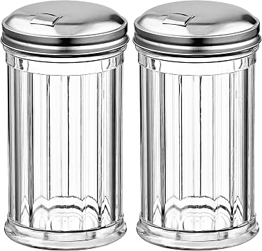 Sugar Shaker with Stainless Steel Pour-fip Lid, Clear Plastic Suger Shakers/Dispenser with 12 Oz. 360 ml Capacity by GEEX DEPOT 2