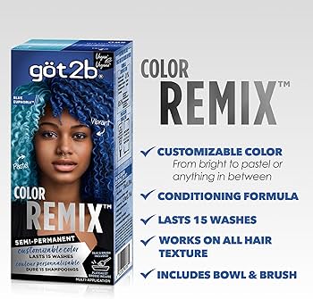 Amazon.com : got2b Color Remix Semi-Permanent Hair Color, Blue