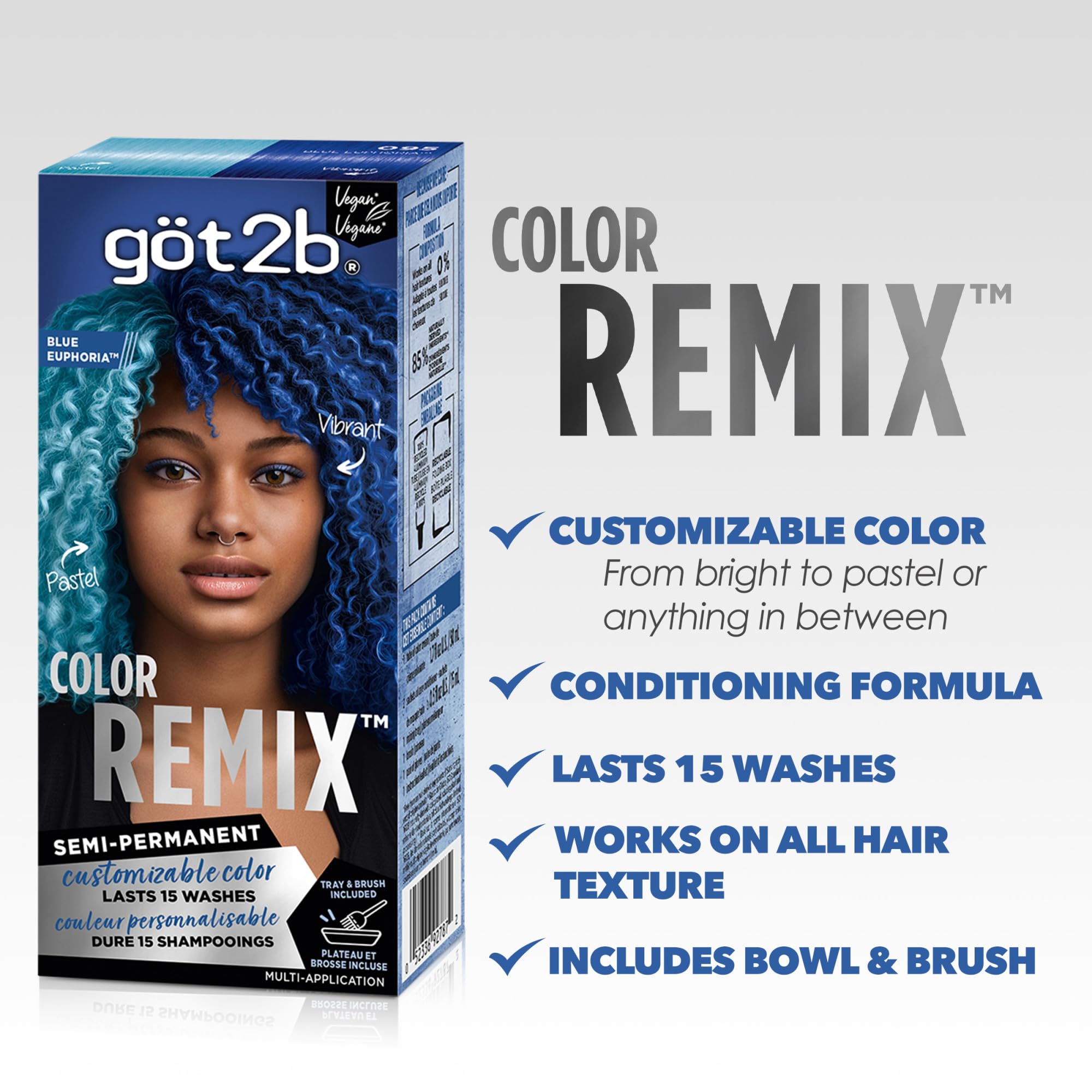 Amazon.com : got2b Color Remix Semi-Permanent Hair Color, Blue