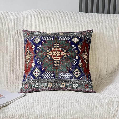 Miniatura 6 de Juego de 2 fundas de almohada retro florales de 24 x 24 pulgadas, fundas de almohada tribales exóticas, estilo bohemio, borgoña, retro, rojo y