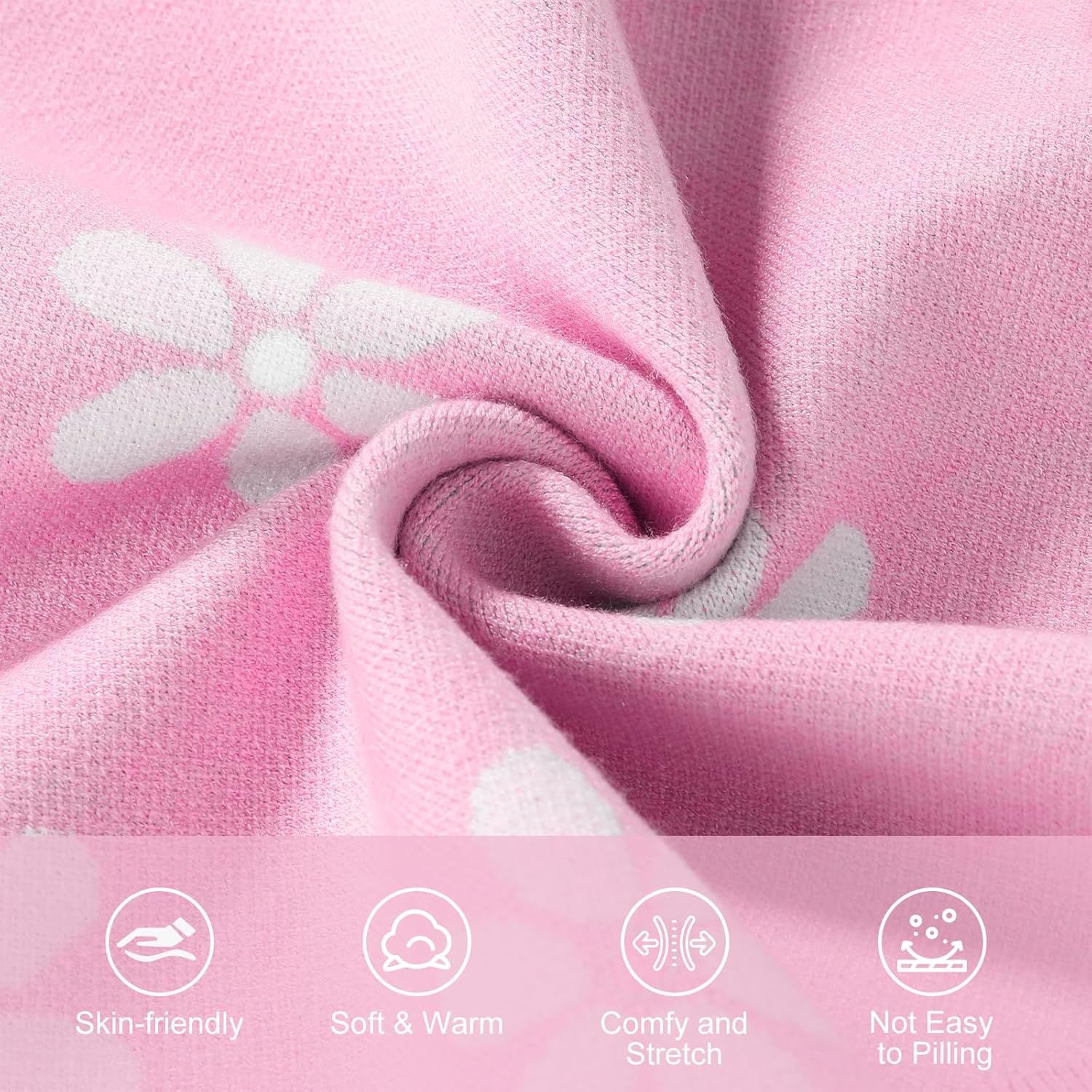 Girls Floral Print Sweaters Long Sleeve Crewneck Knitted Cute Flower Pullover Sweater Jumper Tops - Image 2