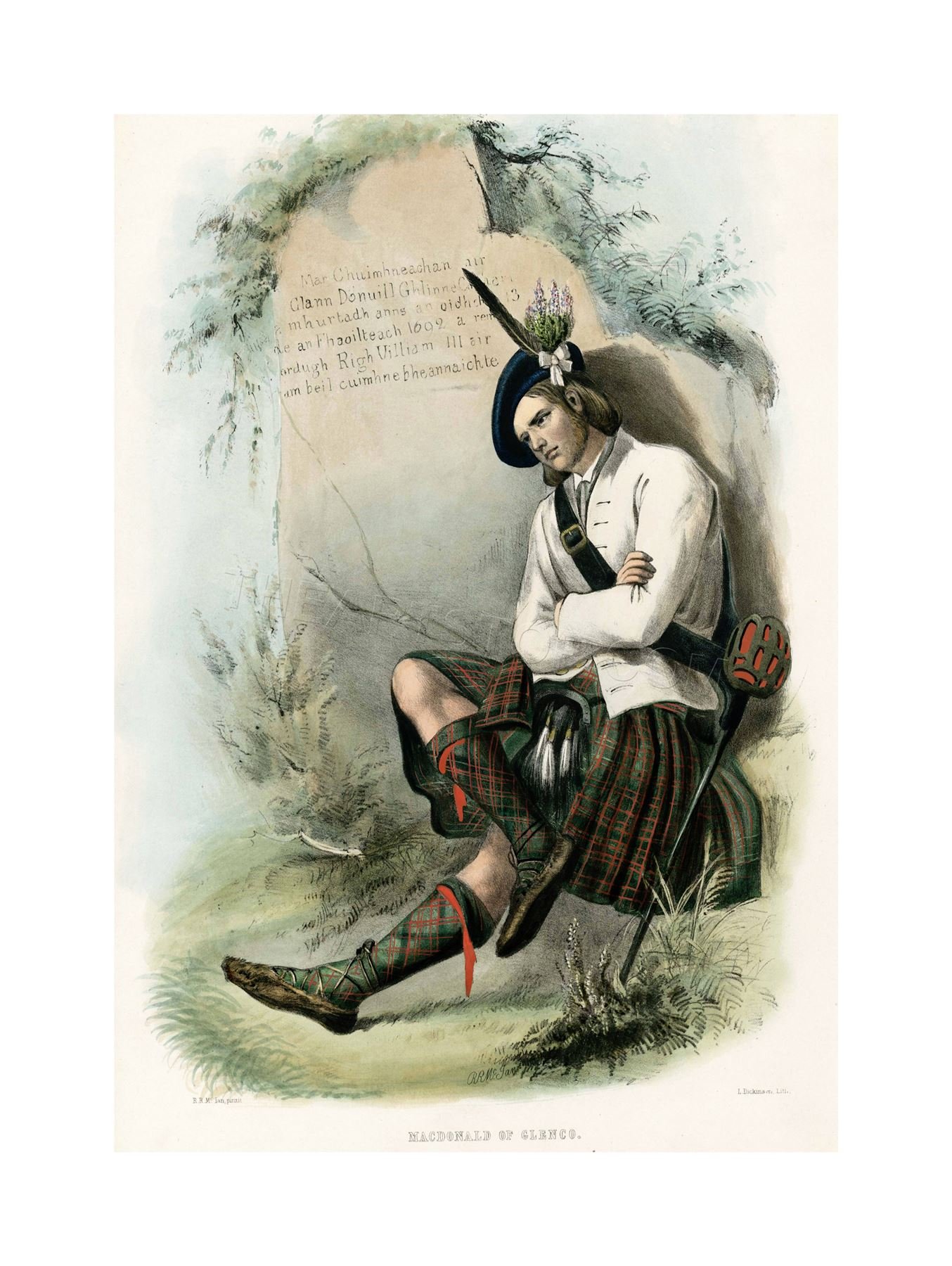 Wee Blue Coo Painting Highland Clan Scotland Tartan Macdonald Glencoe Wall Art Print