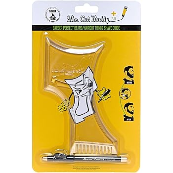 As Seen On Shark Tank - 100% Clear + Pencil - The Cut Buddy PLUS - Shaping & Styling Tool for Perfect Line up & Edging, use guide with a Beard Trimmer or Razor to Style Your Beard & Hairline