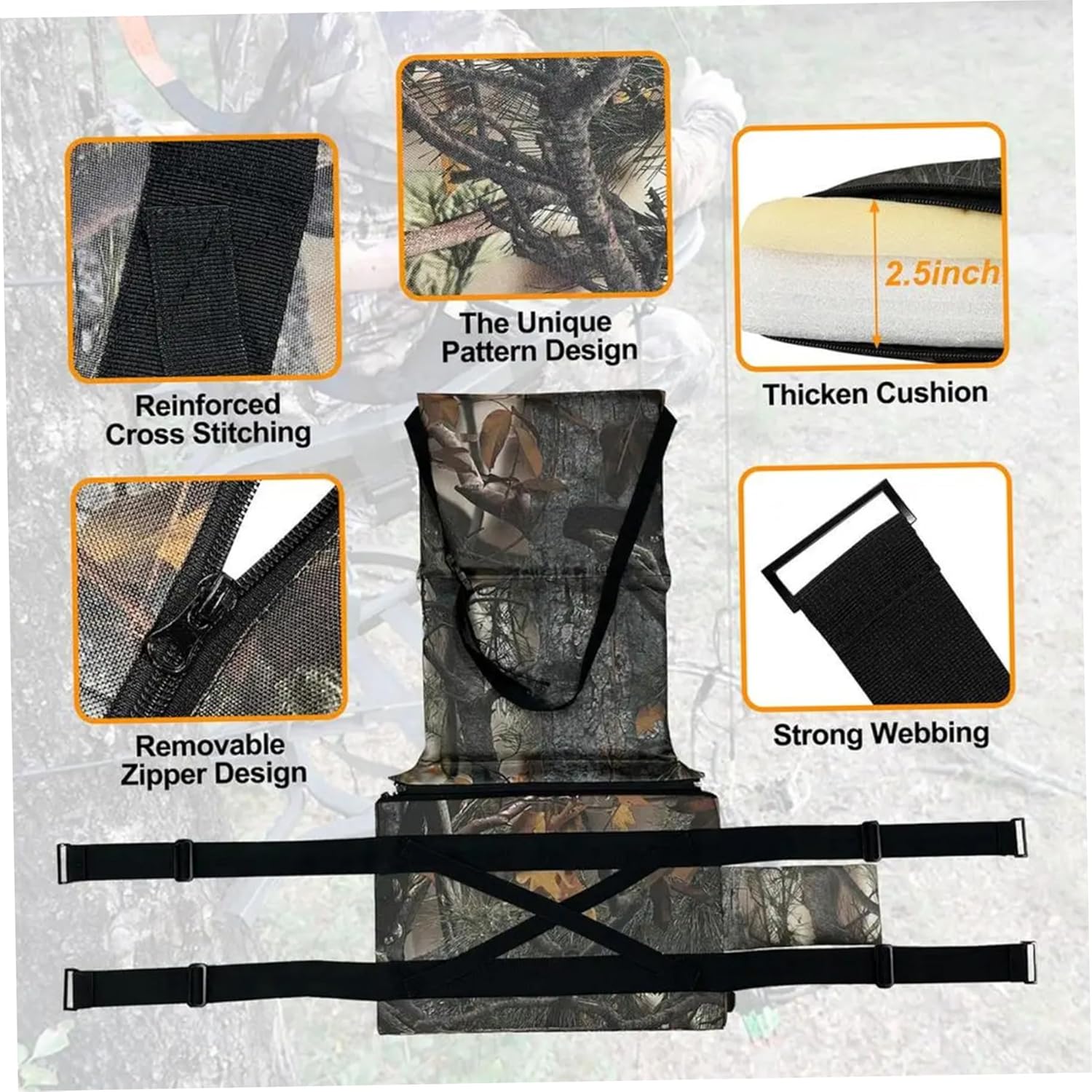 Heated Hunting Seat with Backrest 3-Gear Temperature Heated Hunting Chair Self-Supporting Water-Resistant Tree Stand Seat Cushion for, Camping, Fishing, Sports