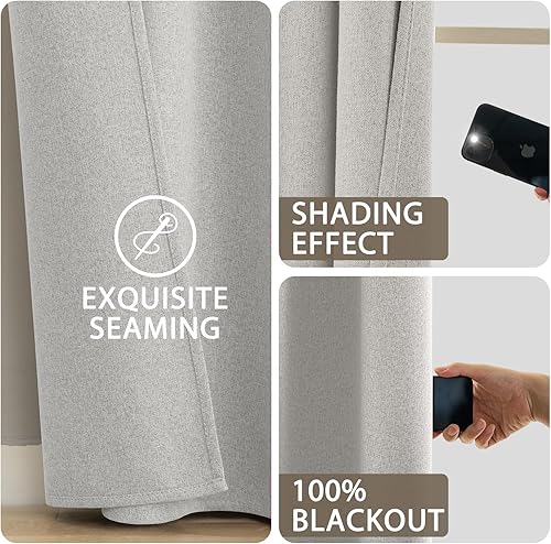 Miniatura 6 de SimpleHome Cortinas opacas 100% de lino blanco para sala de estar, 84 pulgadas de largo, cortinas texturizadas con pestañas traseras para