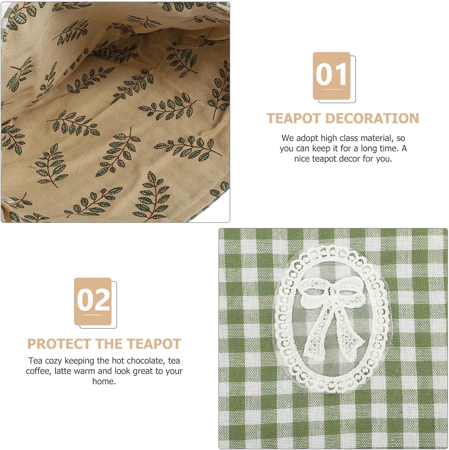Cabilock 2pcs Teapot Protector Cover Tea Cozy Printing Design for Dust Prevention and Warmth for Home and Travel Use
