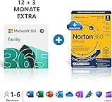 Microsoft 365 Family 12+3 Monate | 6 Nutzer | Mehrere PCs/Macs, Tablets & mobile Geräte | Download Code + NORTON 360 Deluxe | 5 Geräte |15 Monate mit Automatischer Verlängerung| Download Code