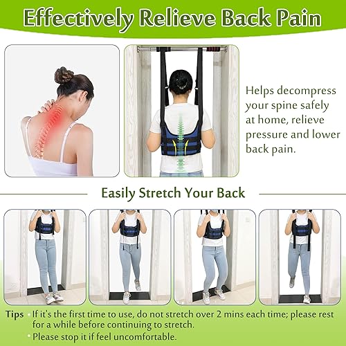 Miniatura 16 de Mybow Estirador de espalda, dispositivo de tracción lumbar, cinturón de descompresión de columna vertebral para aliviar el dolor, cinturón estirador