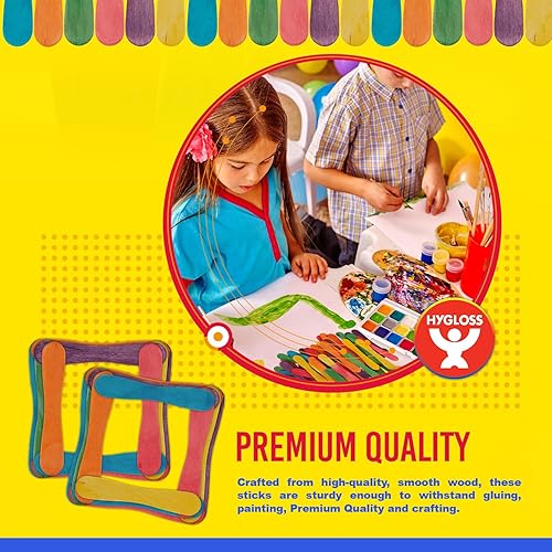 Miniatura 6 de Hygloss Products Palitos de artesanía de colores  Palitos de paletas de madera vibrantes, cucharas - 3.75 pulgadas, 100 colores mezclados