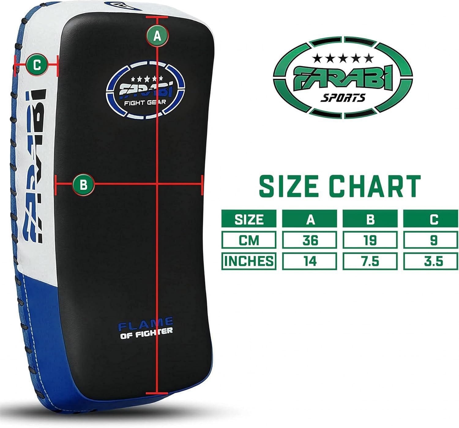 Farabi Thai Pad Training Kick Pad Curved Coaching Pad Kicking Mix Martial Arts x 1 Single Unit