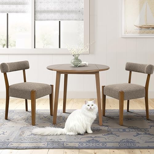 Miniatura 29 de Juego de 8 sillas de comedor modernas, sillas tapizadas de nogal para cocina y comedor, sillas de comedor de madera modernas de mediados de siglo,