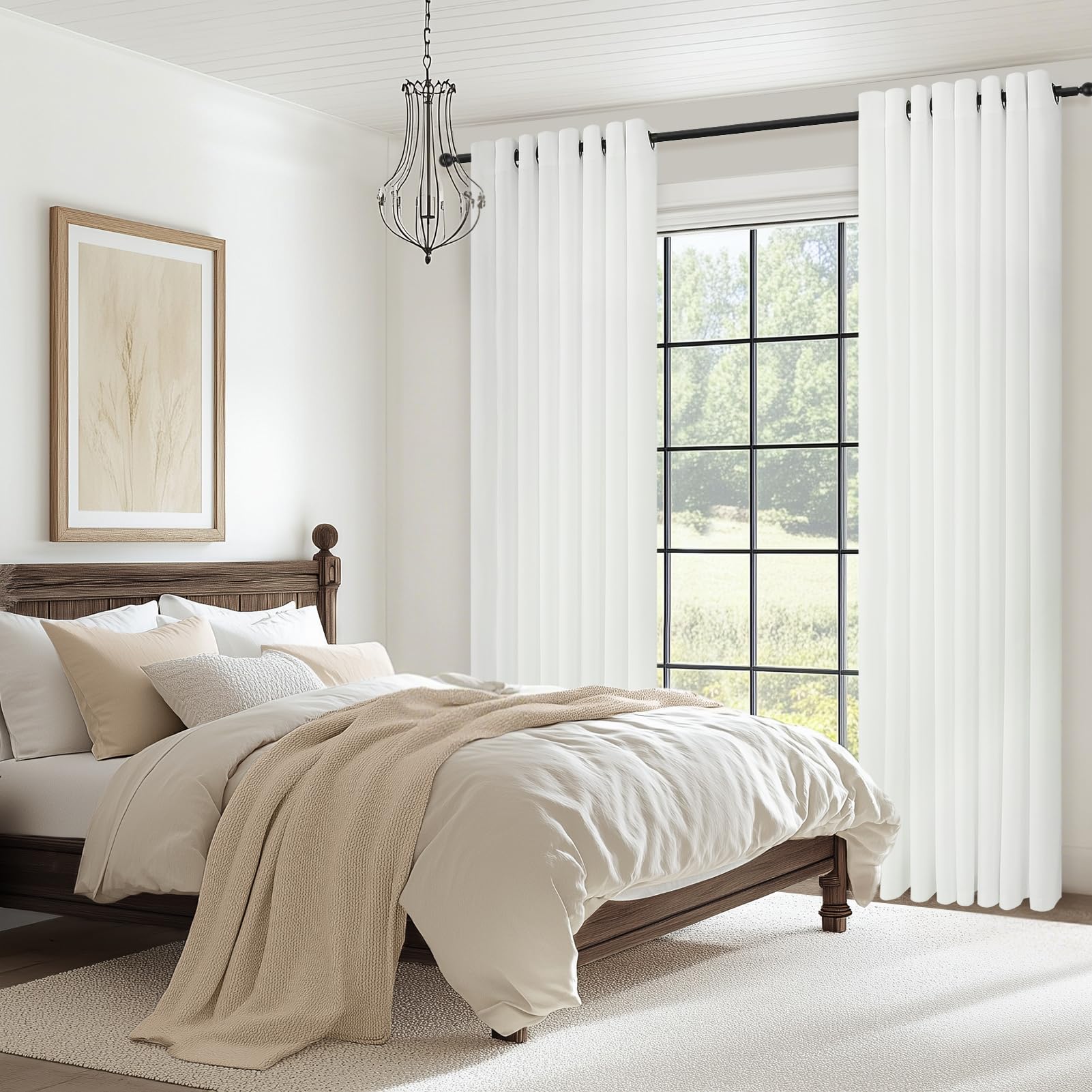 Topfinel Tende per Interni Moderne Tende Semitrasparente in Voile Con Occhielli Finestre per Camera da Letto e per Salotto Eleganti Soggiorno 2 Pannelli 140x160 CM Bianco