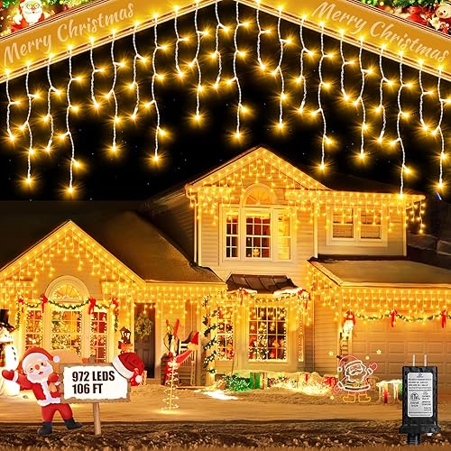 Miniatura 31 de Luces de Navidad de 159 pies para exteriores, 1458 LED impermeables, luces de Navidad para exteriores con enchufe, temporizador y memoria, 8 modos