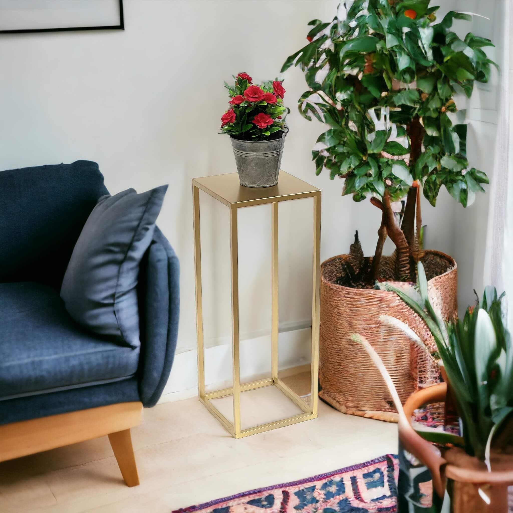 DanDiBo Sgabello Portafiori In Metallo Nero 60cm - Tavolino Moderno A 6 Angoli Per Piante