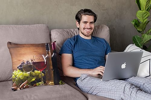 Miniatura 6 de Fundas de almohada decorativas de vino tinto y blanco con uvas, funda de cojín cuadrada estándar para sofá, dormitorio, patio, 18 x 18 pulgadas