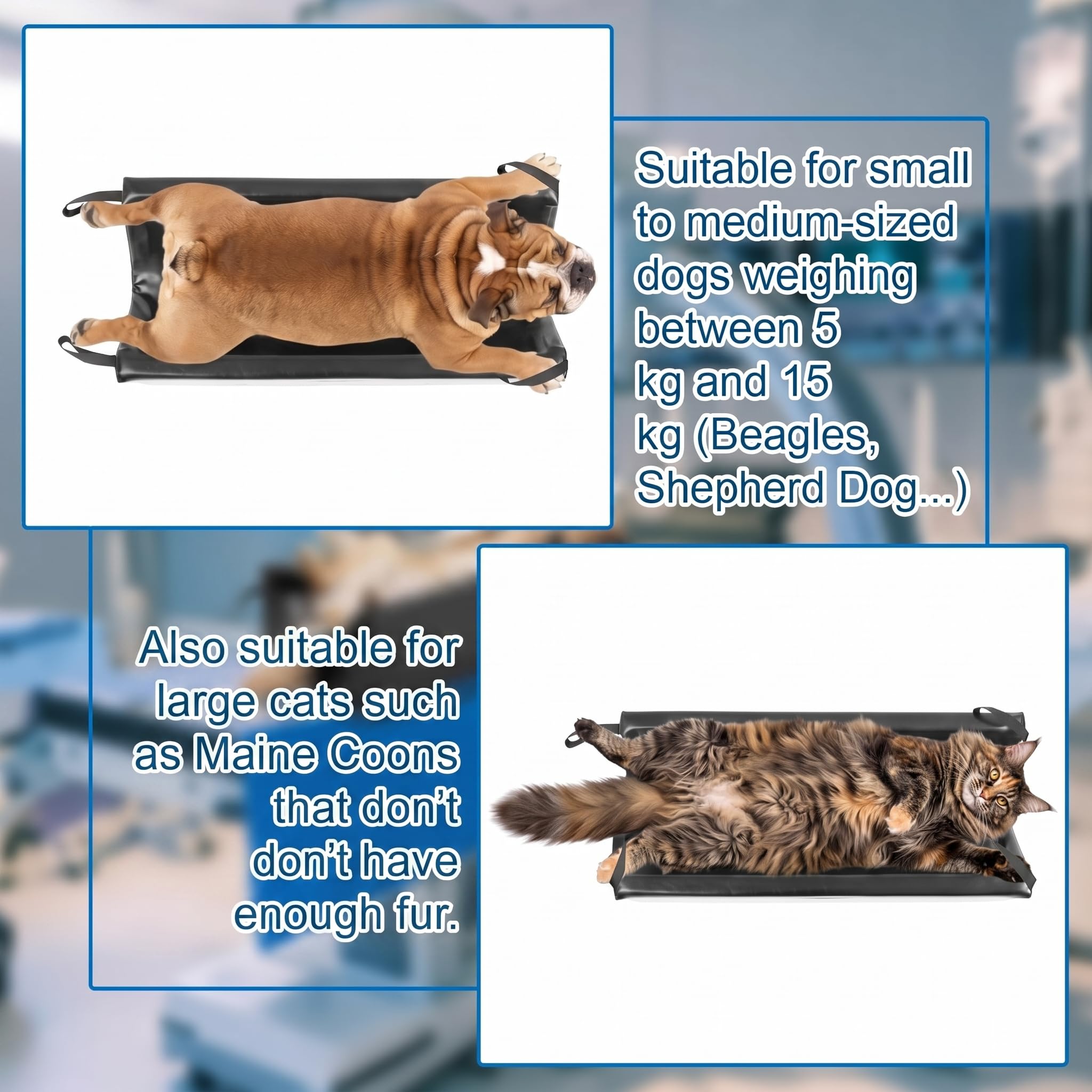 Nuanchu Cuscinetto di posizionamento a ultrasuoni per animali domestici, 74,9 x 33,8 x 19,8 cm, immobilizzatore veterinario a raggi X, a forma di V, con 4 cinghie ad anello, trappola a cuneo per esami