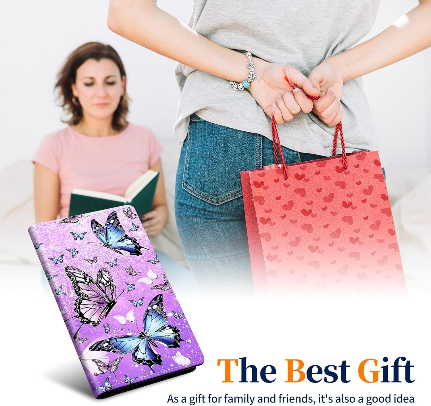 Ultra Slim Wallet for Women,PU Leather RFID Blocking Credit Card Holder with Large Capacity for Cash,Cards & Passport,Lightweight Travel & Daily Wallet,Butterflies Purple - Image 5