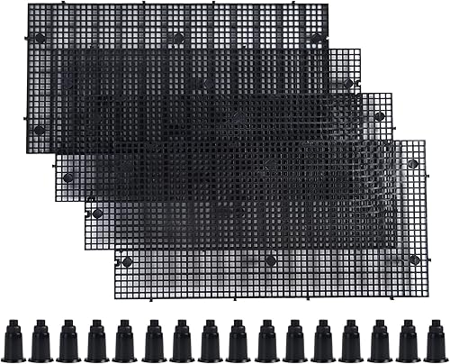 ALEGI Bandeja divisora de rejilla de plástico, caja de huevos, Louvre, acuario, tanque de peces, aislamiento inferior con soporte (4 piezas, negro)