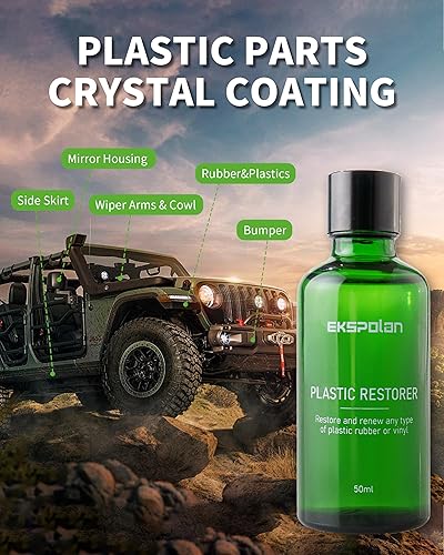 Miniatura 5 de Restaurador de adornos de plástico para automóviles, 1.69 onzas líquidas, restaurador de adornos negros, revestimiento de cerámica hidrofóbico,