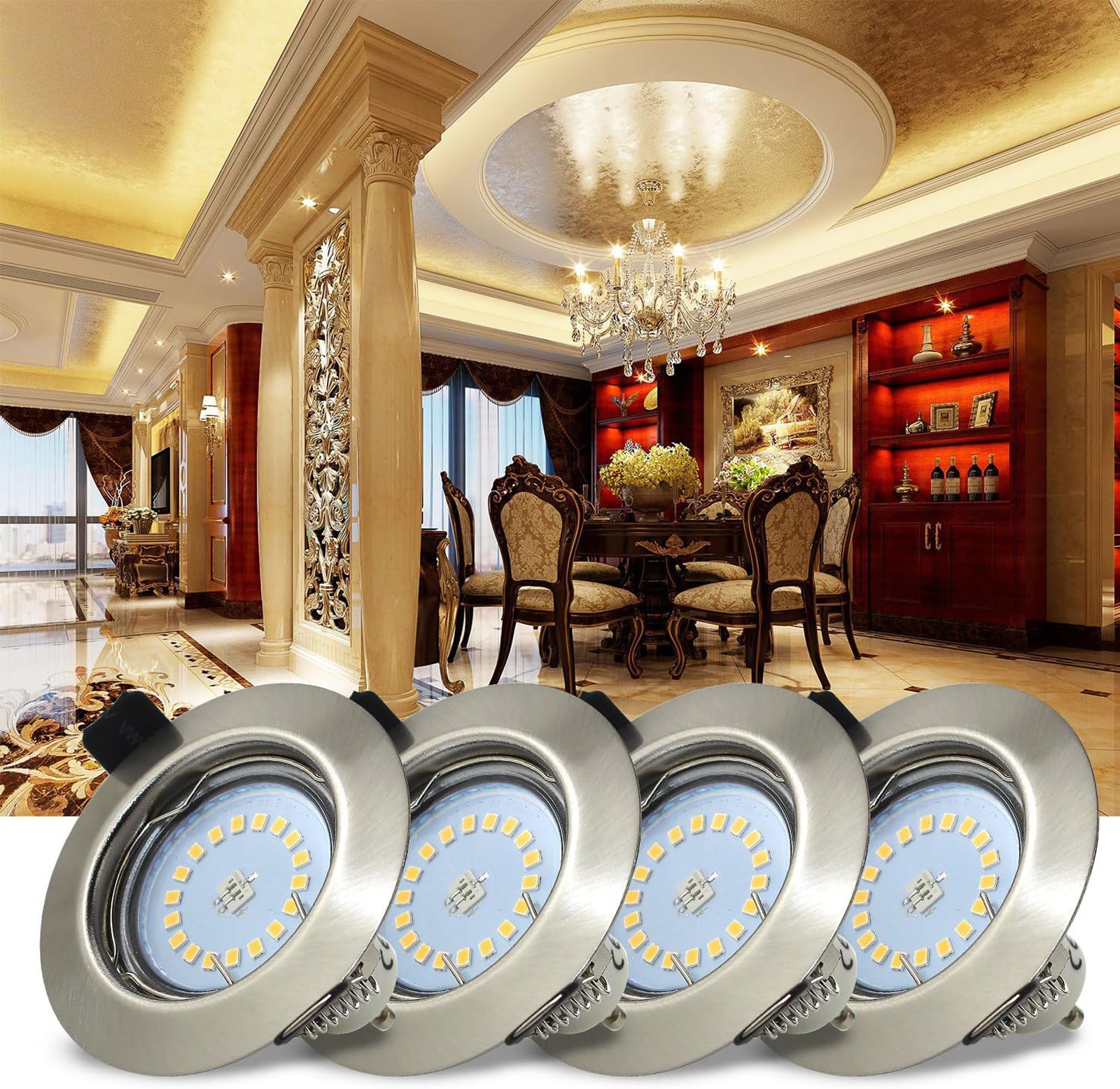 HiBay 10x Faretti LED da Incasso per Cartongesso GU10 220V 5W Bianco Caldo 3000K Faretti LED Soffitto Incasso per Interni Acciaio Inossidabile Rotonda con Lampadine e Portalampada GU10