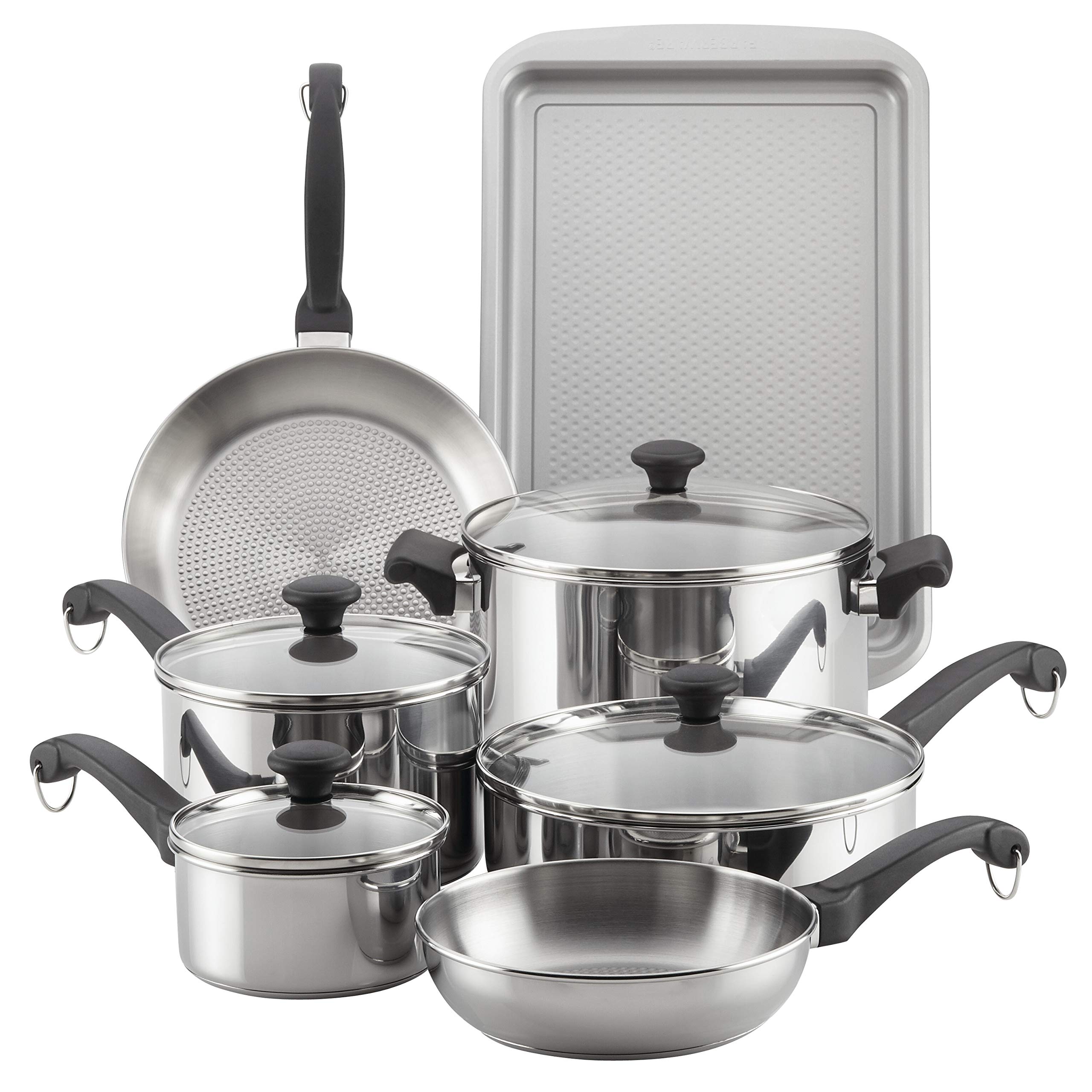 Farberware 70217 Classic Traditional Stainless Steel Cookware Pots and Pans Set