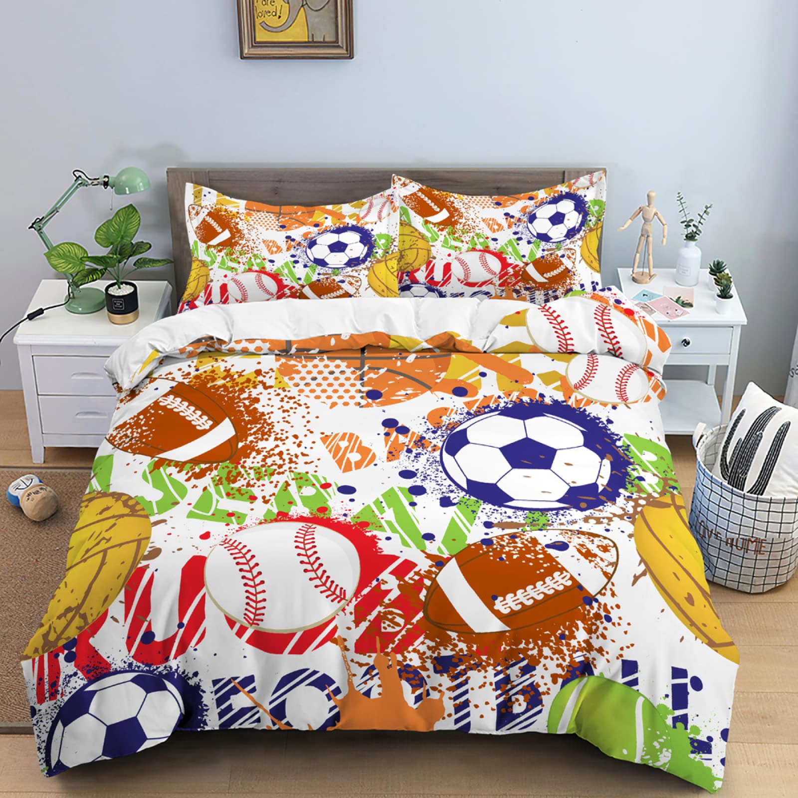Parure de lit 90x190 enfant en microfibre blanche 110g/㎡ avec motif animé