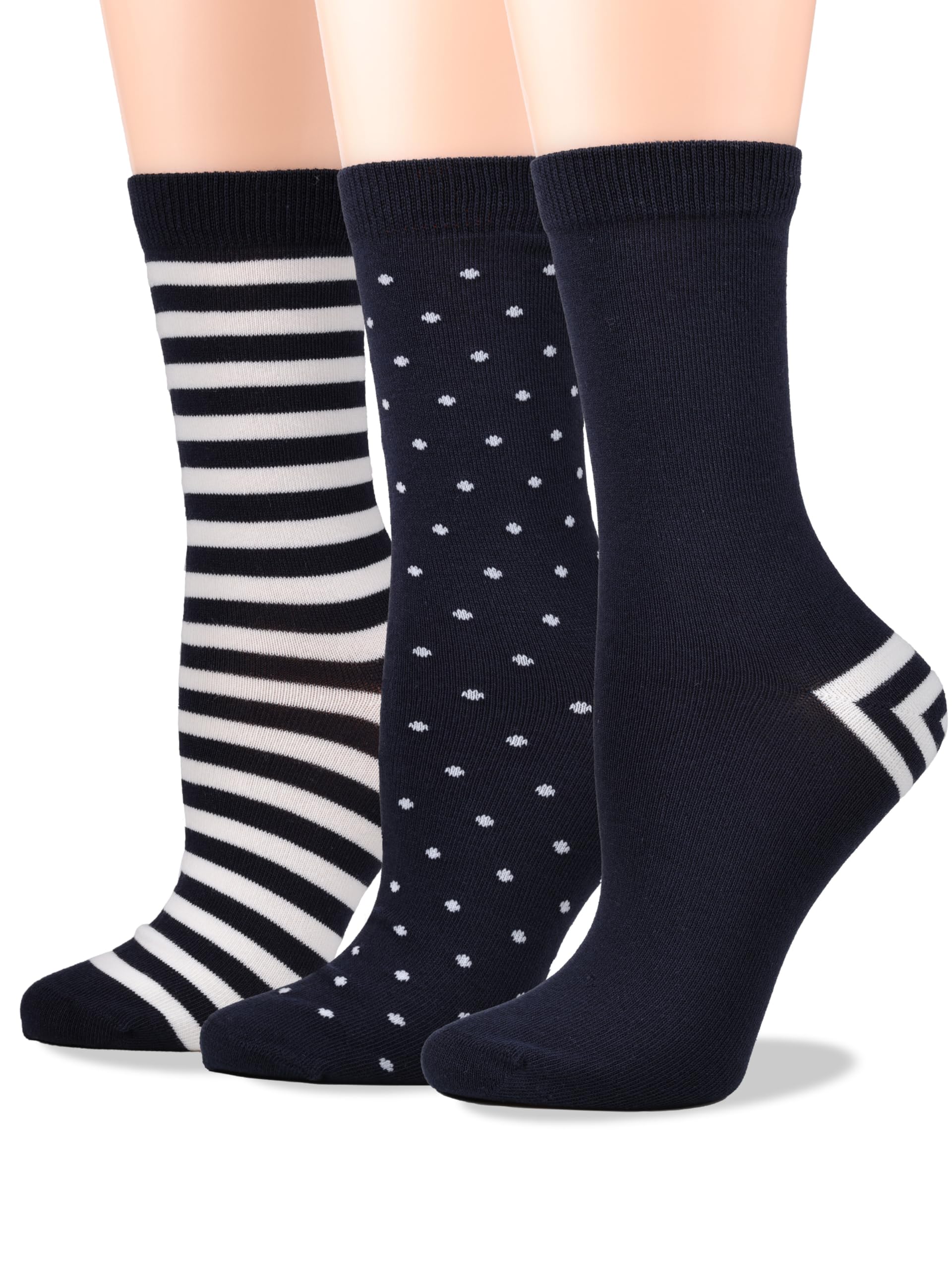 Women's Soft Combed Cotton Dress Socks Seamless Toe Black White Gray Navy Blue Brown Beige