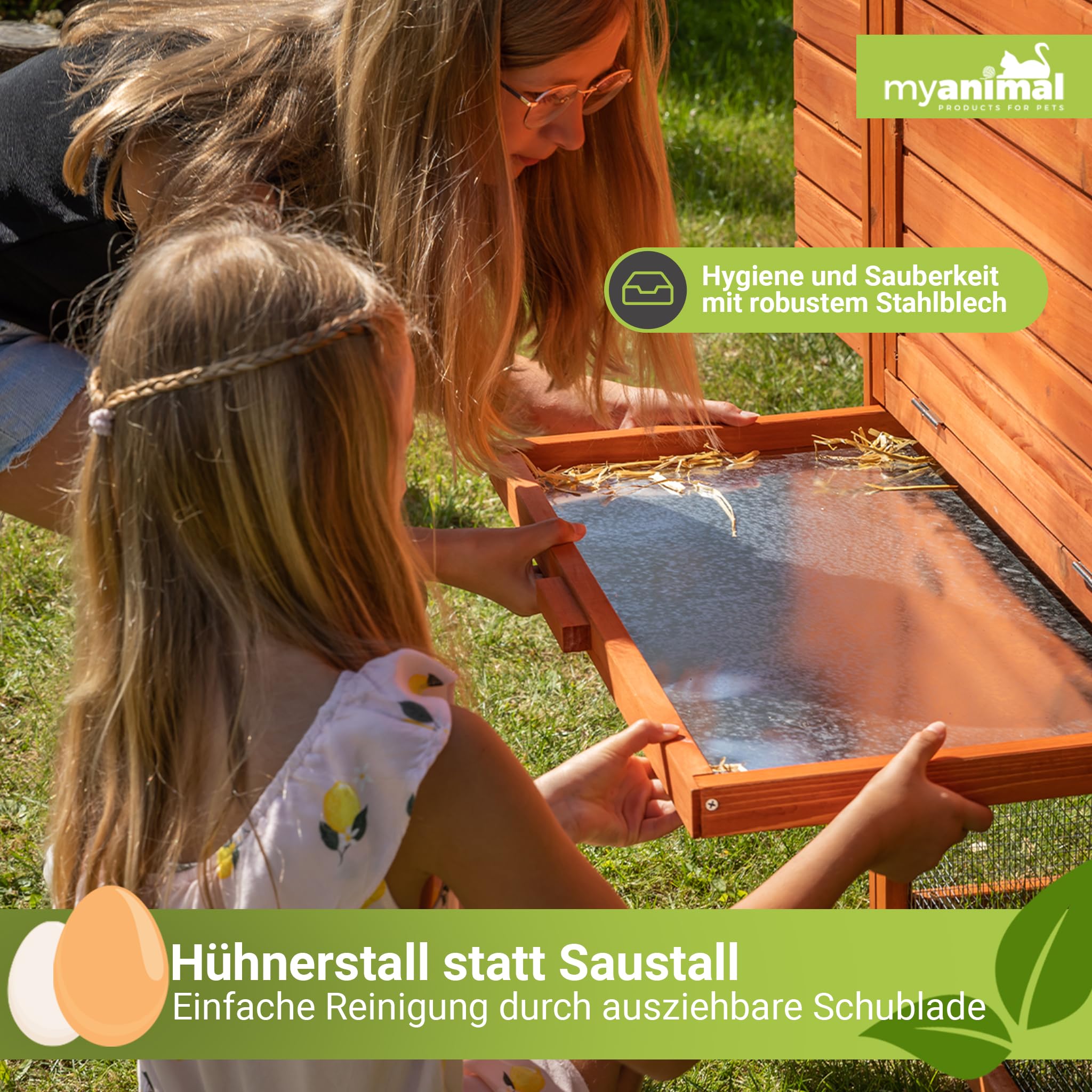 Miweba MyAnimal Hühnerstall XXL für 8 Hühner | 234x127x124 cm Winterfest - Vogelhaus - Hühnergehege mit Nistkasten - Voliere - Hühnerhaus - Freilaufgehege Huhn - Legenest - Vogelvoliere (Grau/Weiß)