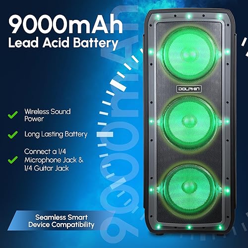 Miniatura 6 de Dolphin SP-310RBT Triple 10" recargable Fiesta altavoz, fuerte, bajo, portátil