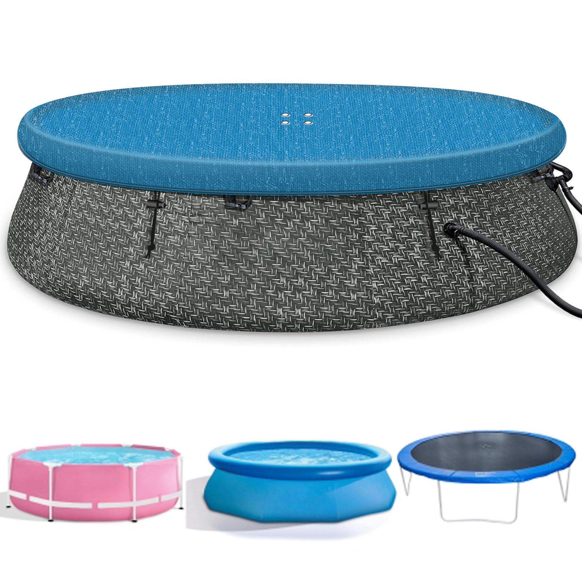 12Ft Round Pool Cover Inflatable Pool Covers for Above Ground Pools, Quick Installation, Prevention of waterlogging, Waterproof and Dust-Proof One-Piece Pool Cover (Blue)-image-10