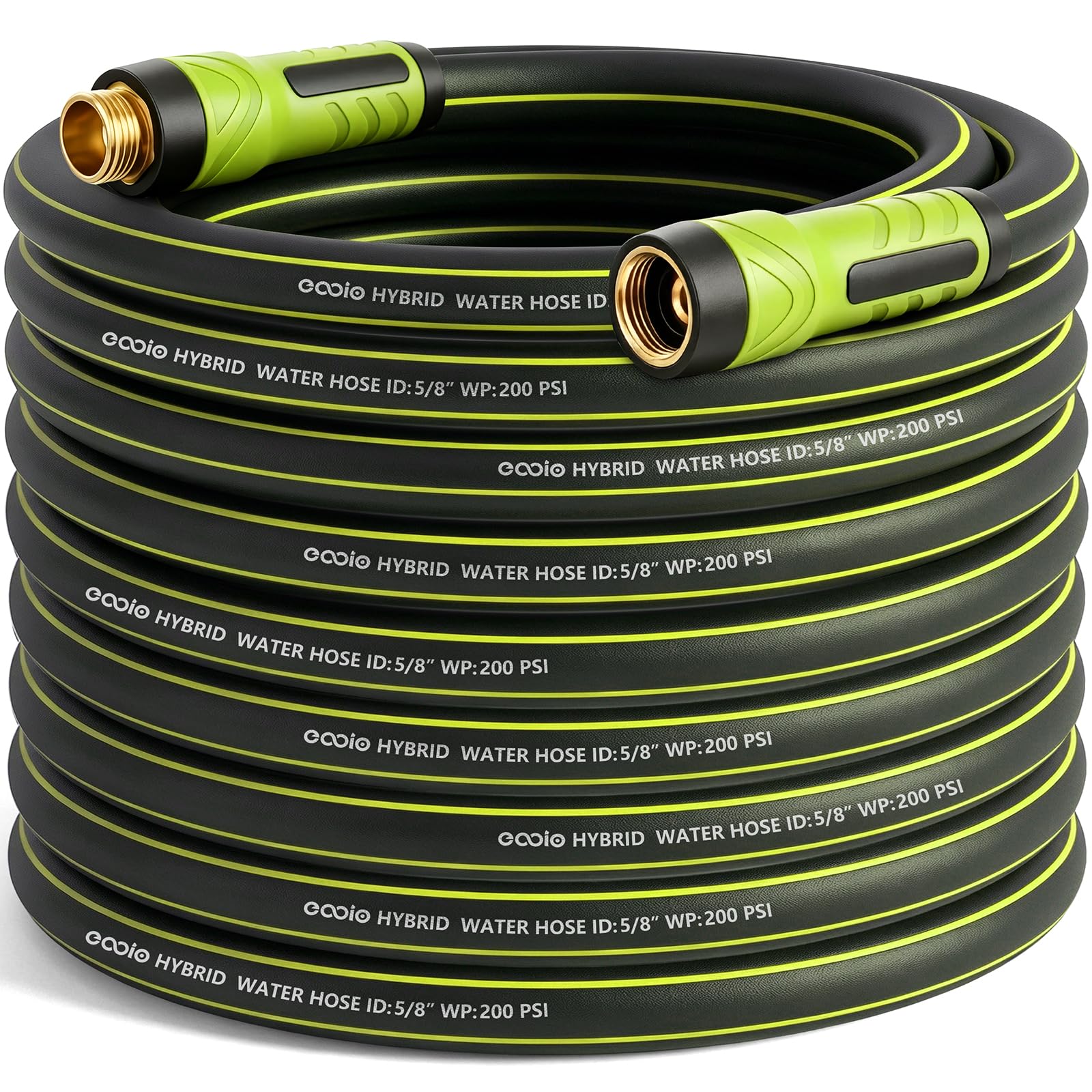 Garden Hose 100ft x 5/8", Heavy Duty Water Hose, Flexible and Durable, Kink Resistant Lightweight Hybrid Hose, Leakproof Yard Hose with Male to Female Fittings