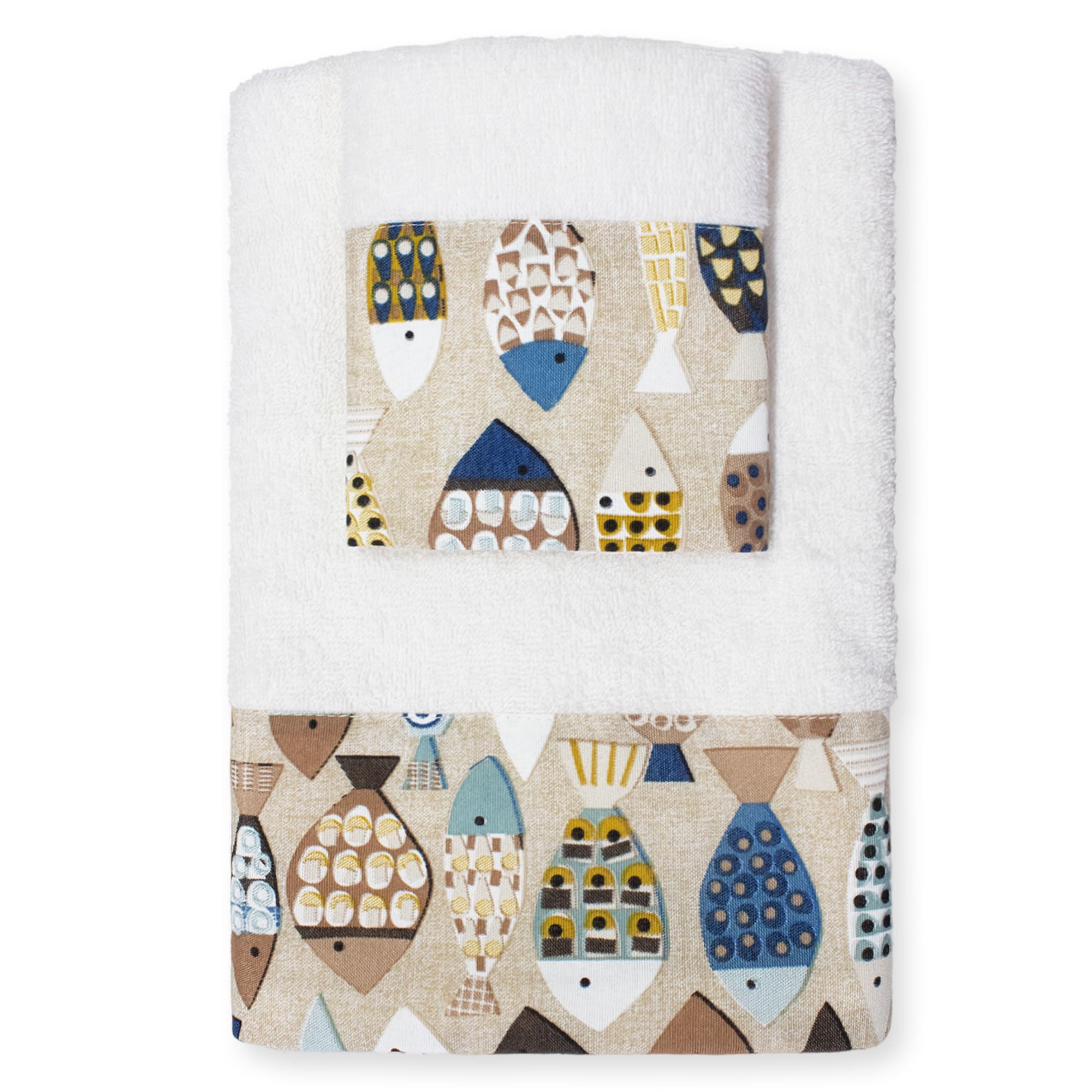 Toallas de baño de rizo de algodón Nada Home con estilo marino y juego de 1+1 de cara y huésped