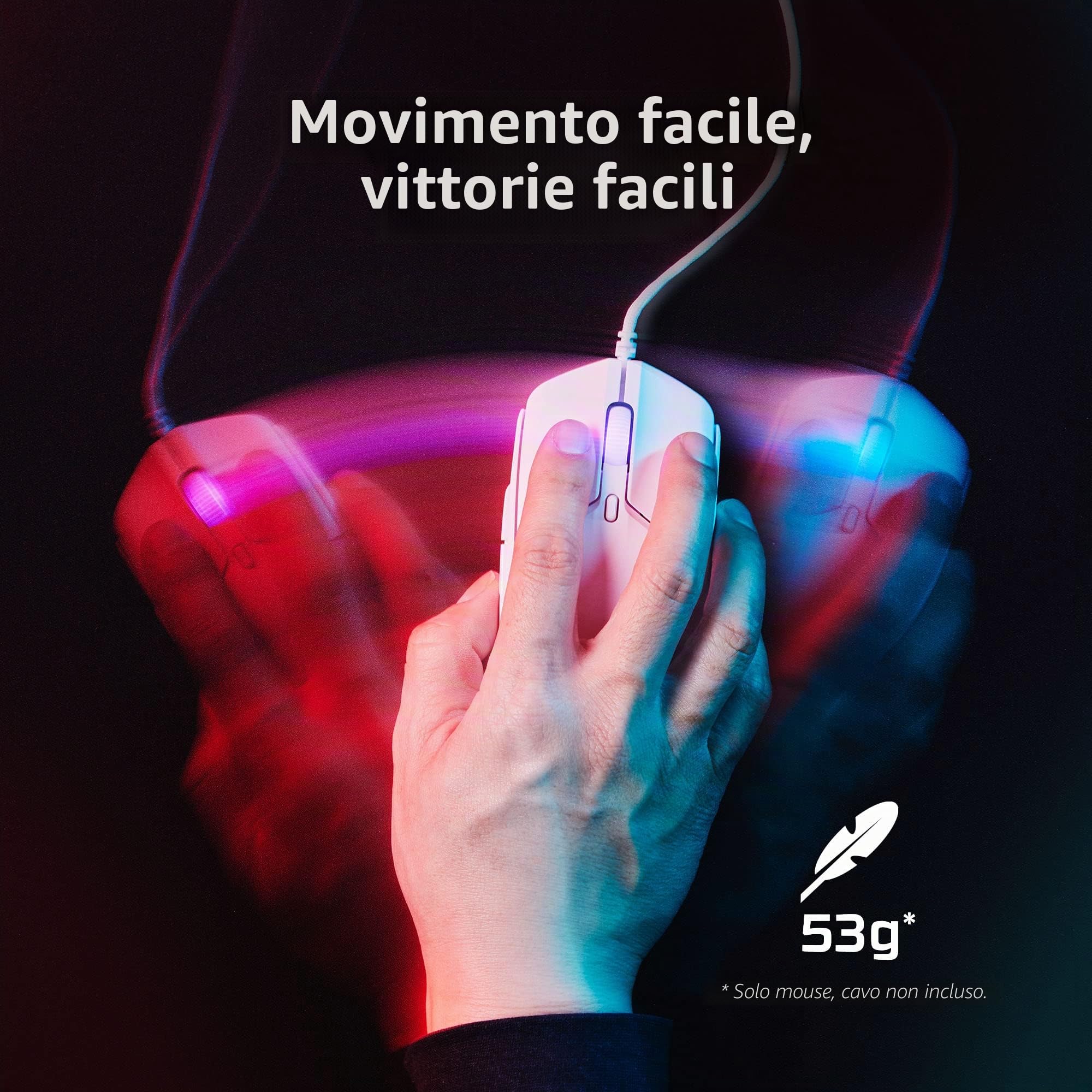 HyperX Pulsefire Haste 2, Mouse Gaming Cablato, Illuminazione RGB, 6 Tasti Programmabili, 26000 DPI, Resistenza fino a 100 Milioni di Clic, Cavo HyperFlex 2, Compatibile con Diverse Piattaforme, Nero