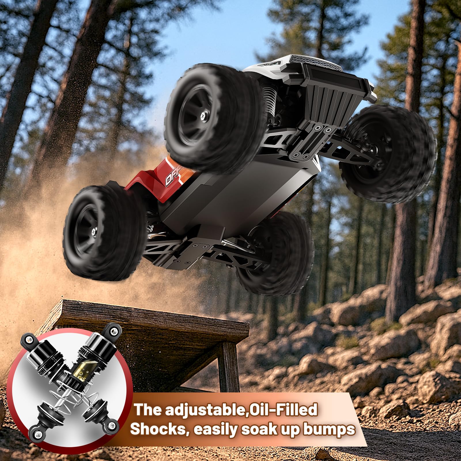 1:18 Ferngesteuertes Auto 4WD Offroad RC Auto 36 km/h schnell, RC mit Ölstoßdämpfern 2.4GHz,2× 7.4V1500mAh wiederaufladbaren,Zwei Karosserien,Outdoor RC Car Geschenk für RCHobby