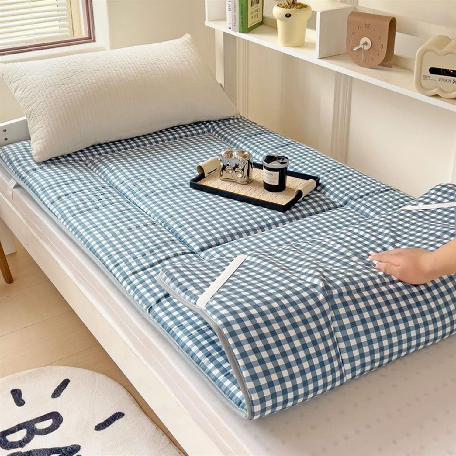 Materasso Pieghevole Futon Giapponese, Lettino da Pavimento Traspirante Letto per Gli Ospiti per Divano da Campeggio, Twin Full Queen,E,100x200cm