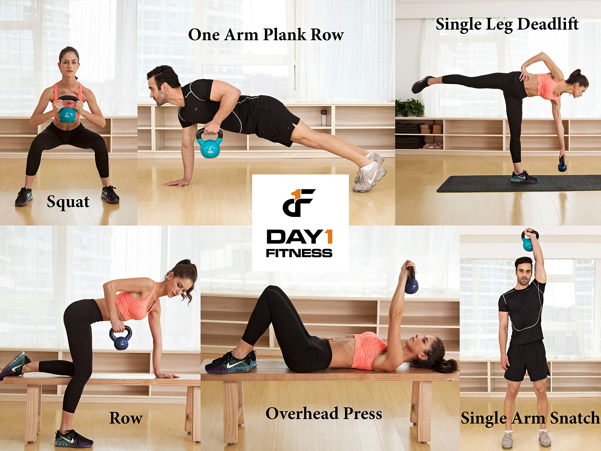 Day Fitness Kettlebell Weights Vinyl Coated Iron 10 Size