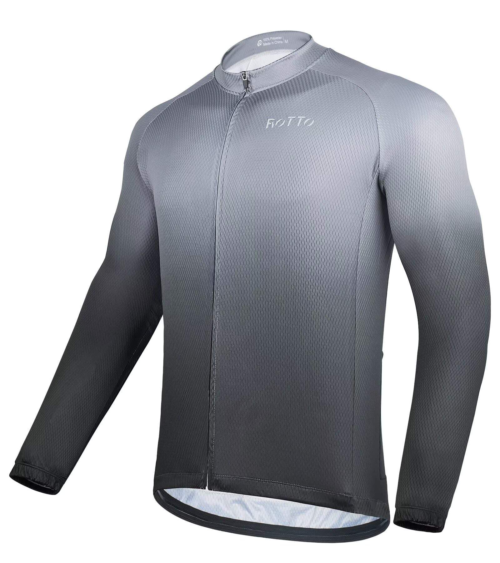 ROTTO Maillot Ciclismo Hombre Camiseta Bicicleta Manga Larga con Bolsillo Serie de degradados
