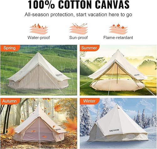 Miniatura 3 de Happybuy Canvas Bell Tent 4 Seasons Breathable 100 Cotton Canvas Yurt Tent - wStove Jack Luxury Glamping Tent Waterproof Canvas Tents for Family