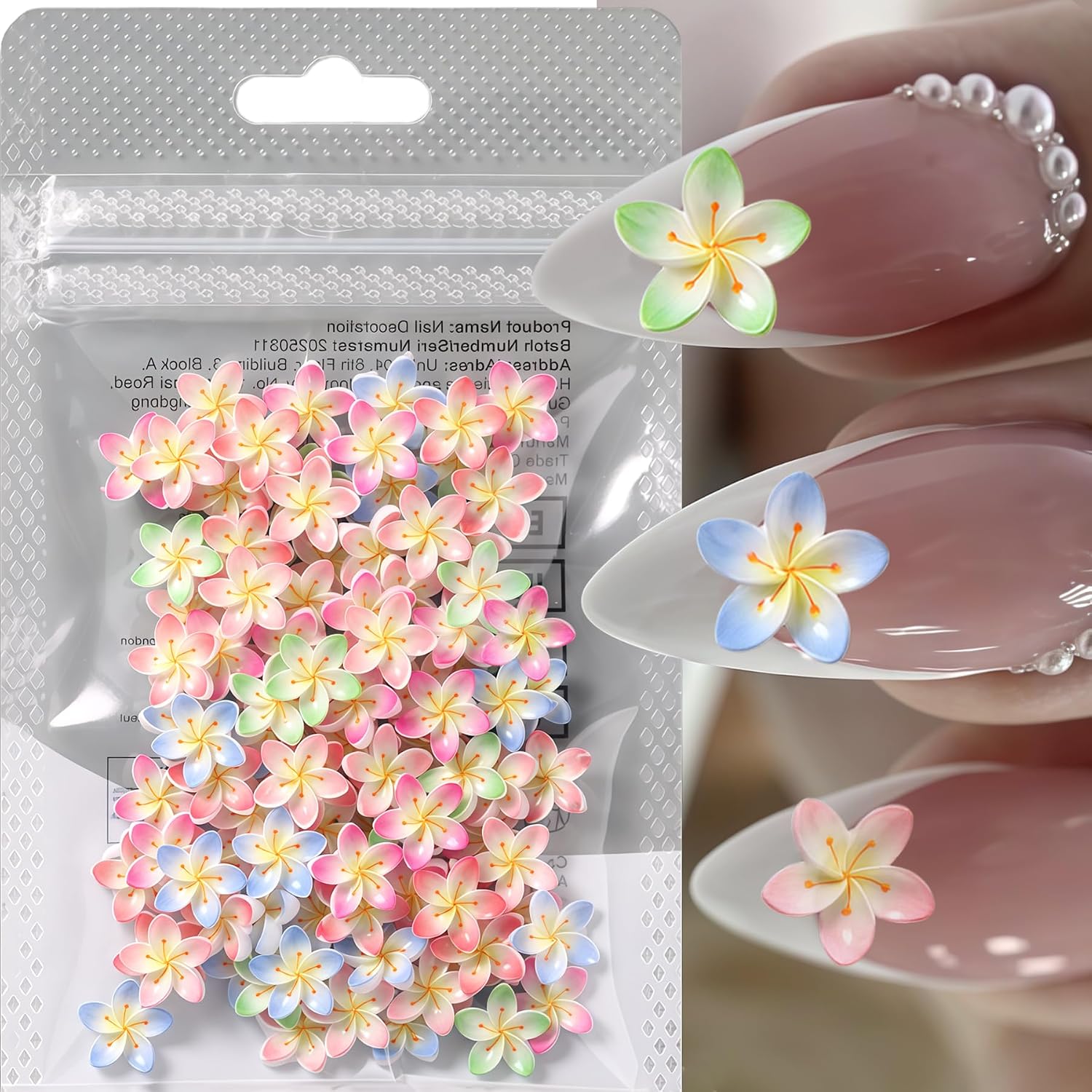 150Pcs Colorful Flower Nail Charms 3D Small Hibiscus Nail Rhinestones Floral Nail Gems Cute Floral Nail Art Charms Hawaiian Flower Nail Jewelry Summer Flowers Nail Design Supply for Women Manicure DIY