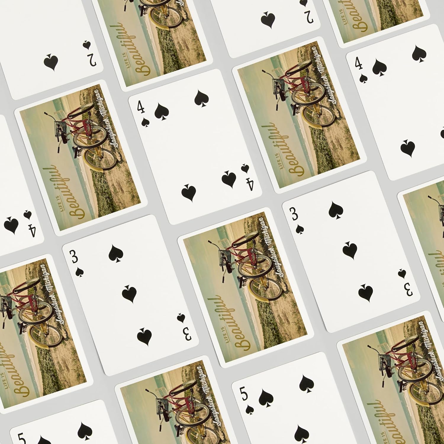 Lantern Press Saugatuck, Michigan, Life is Beautiful, Beach Cruisers, Photography, 52 Playing Cards for Adults, Poker Size Card Deck