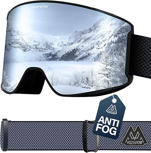 Miniatura 1 de VOZAPOW - Gafas de esquí magnéticas para usar sobre lentes, antivaho y sin marco, protección UV400, gafas de snowboard para hombres y mujeres