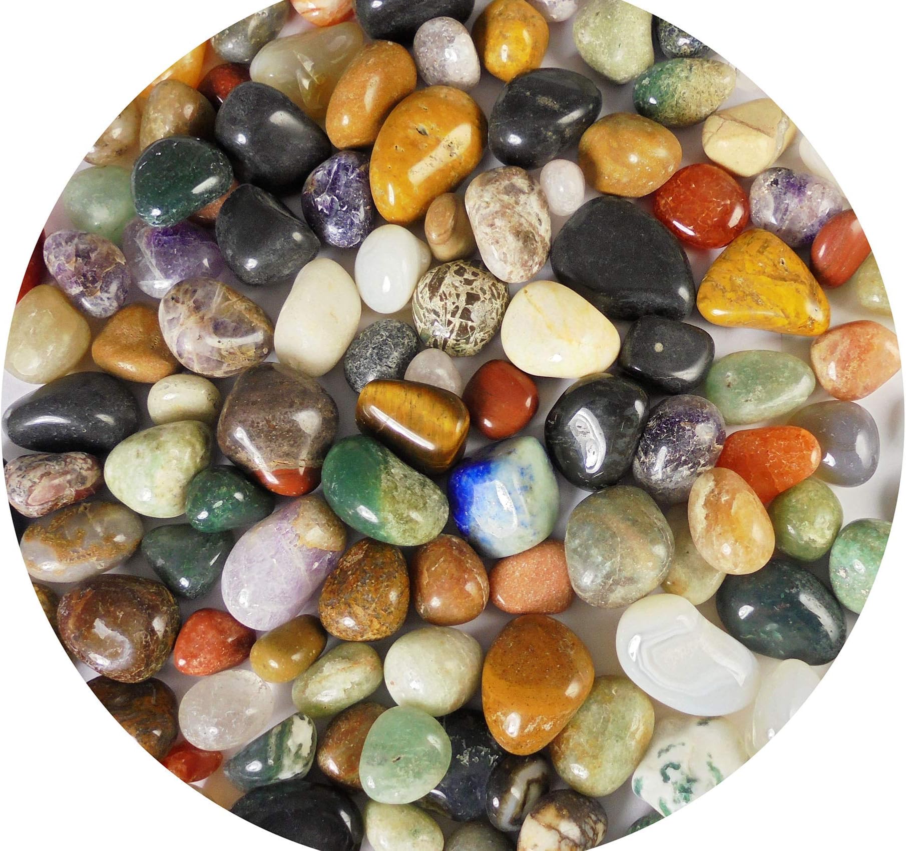 eshoppee 400 gm Medium All Natural Bulk Tumble Stone Mix not Dyed Crystal Healing gems (Crystal)- Multi Color
