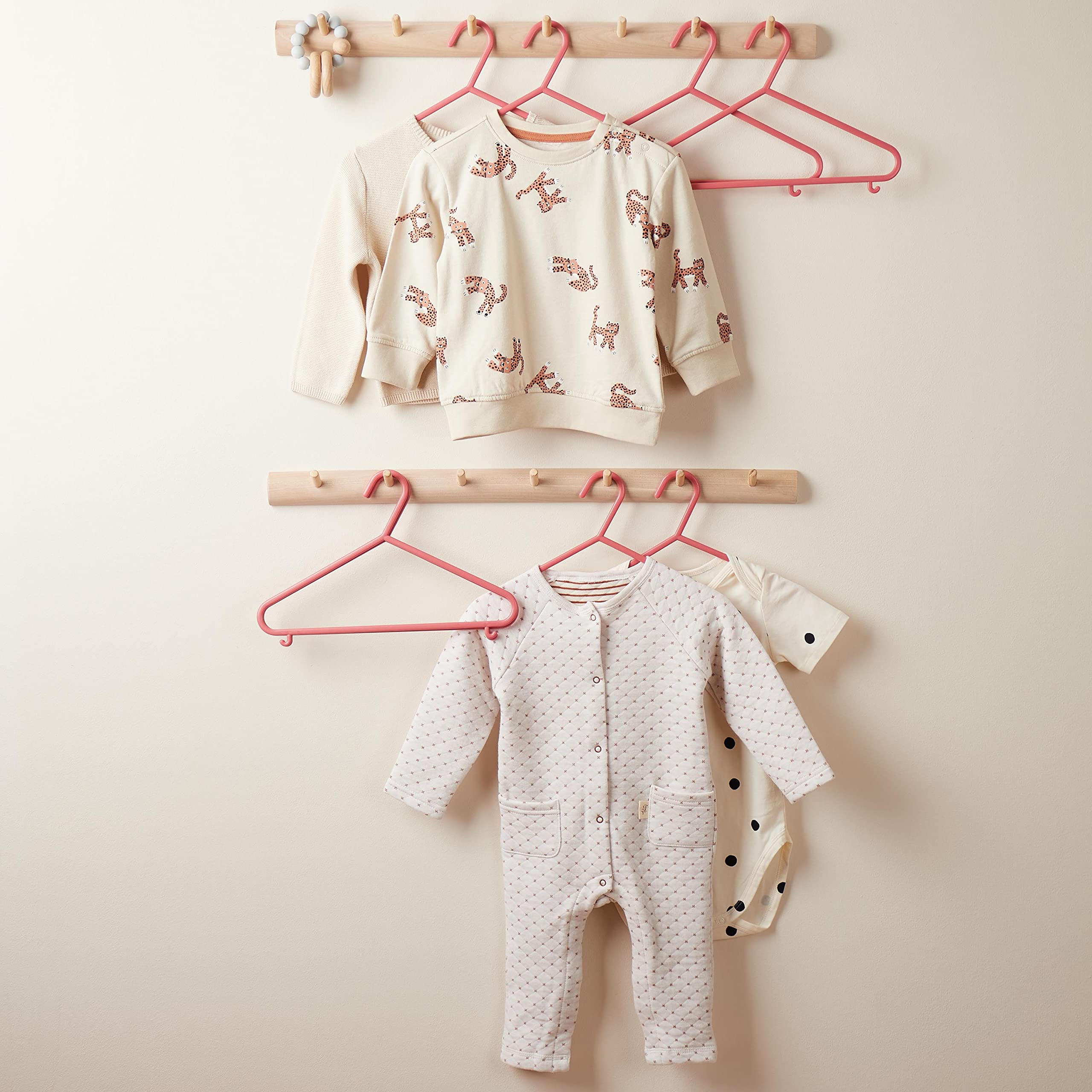 Bieco Appendiabiti Bambini 16 Pezzi Rosa | Lunghezza Circa 30 Cm | Stampelle Bambini